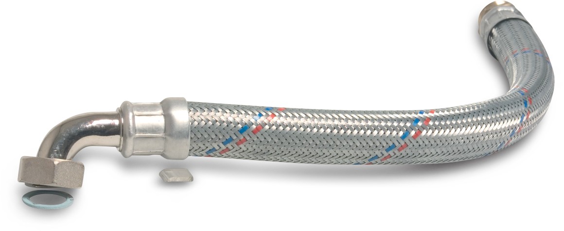 Stahl Flexschlauch, Typ Winkel mit Überwurfmutter  Innengewinde x Aussengewinde