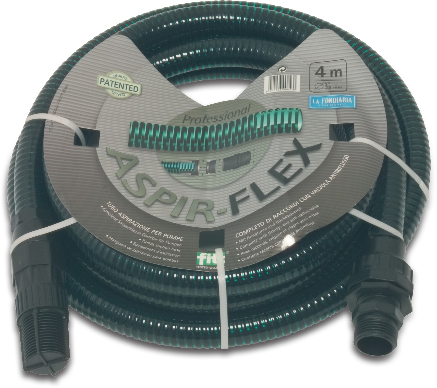 Saugschlauchgarnitur PVC Spiralschlauch mit Kupplung und Kunststofffußventil